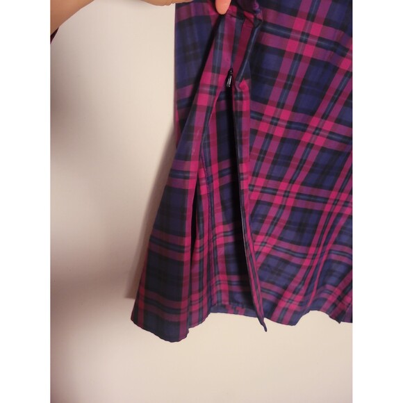 Talbots Silk Navy Pink Plaid Blouse Sz 10 Office Career Business Casual Preppy - Picture 8 of 9